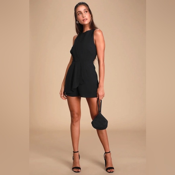 Lulus My Dear Black Pleated Sleeveless Romper Size Small - Picture 1 of 7